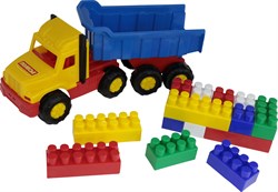 ПОЛЕСЬЕ "Фаворит" автомобиль-самосвал + конструктор "Строитель" 17 эл. 4239-12 - фото 24253