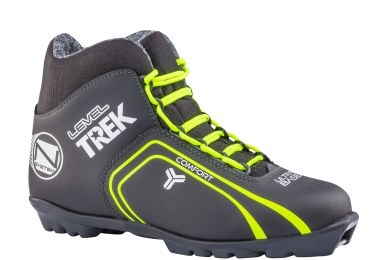 TREK Ботинки лыжные "Level 1" черный (лого лайм неон) N