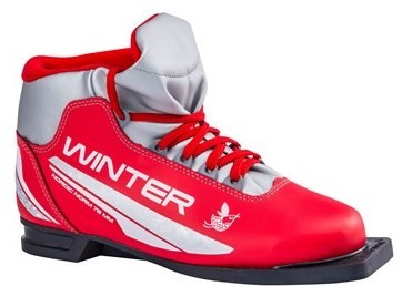 TREK Ботинки лыжные женские "Winter 1" красный (лого серебро) 75